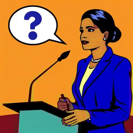 A debater replying to a question calmly